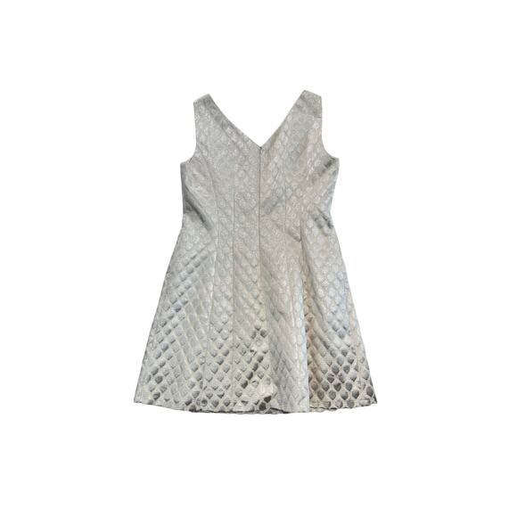 CREMIEUX Women's Ivory Jacquard Metallic Gold Shimmer Cocktail Mini Dress Sz 12 - Picture 6 of 12